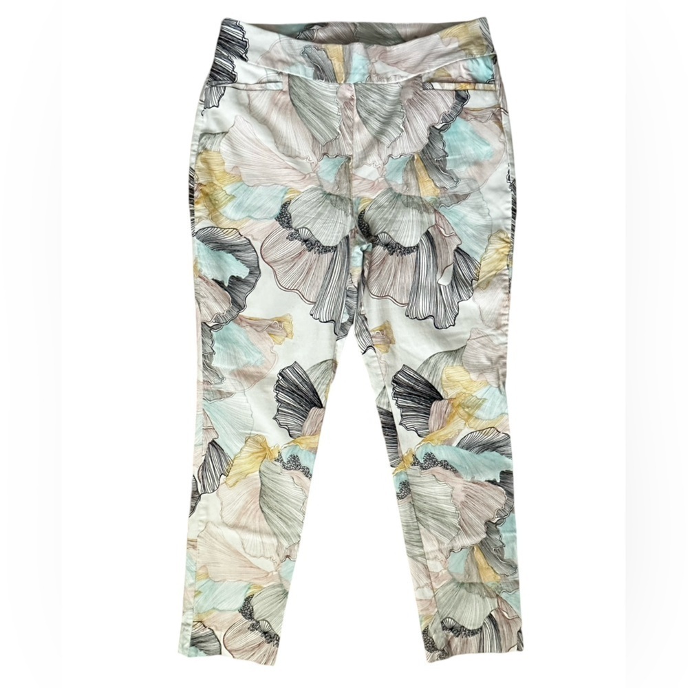 Chico’s BRIDGETTE ANKLE Cropped PANTS Pastel Floral Women’s US Size 8R. - Picture 15 of 15